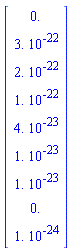 Vector[column]([[0.], [0.3e-21], [0.2e-21], [0.1e-21], [0.4e-22], [0.1e-22], [0.1e-22], [0.], [0.1e-23]])