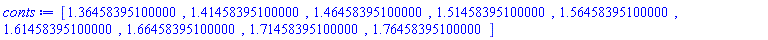 [HFloat(1.364583951), HFloat(1.414583951), HFloat(1.464583951), HFloat(1.5145839509999999), HFloat(1.564583951), HFloat(1.614583951), HFloat(1.664583951), HFloat(1.7145839509999998), HFloat(1.764583951)]
