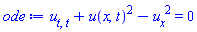 diff(diff(u(x, t), t), t)+u(x, t)^2-(diff(u(x, t), x))^2 = 0