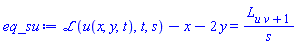 laplace(u(x, y, t), t, s)-x-2*y = L[u*v+1]/s