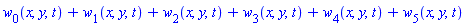 w[0](x, y, t)+w[1](x, y, t)+w[2](x, y, t)+w[3](x, y, t)+w[4](x, y, t)+w[5](x, y, t)