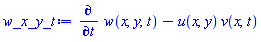 diff(w(x, y, t), t)-u(x, y)*v(x, t)