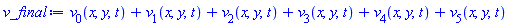 v[0](x, y, t)+v[1](x, y, t)+v[2](x, y, t)+v[3](x, y, t)+v[4](x, y, t)+v[5](x, y, t)