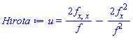 u(x, t) = 2*(diff(diff(f(x, t), x), x))/f(x, t)-2*(diff(f(x, t), x))^2/f(x, t)^2
