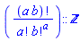 (factorial(a*b)/(factorial(a)*factorial(b)^a))::integer