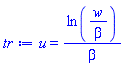 u(x, t) = ln(w(x, t)/beta)/beta