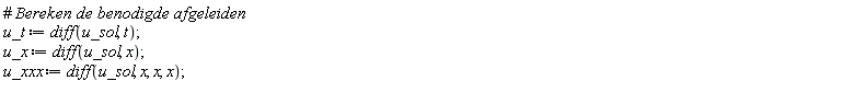 u_t := diff(u_sol, t); u_x := diff(u_sol, x); u_xxx := diff(u_sol, x, x, x)