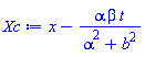 x-alpha*beta*t/(alpha^2+b^2)