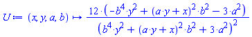 proc (x, y, a, b) options operator, arrow; 12*(-b^4*y^2+(a*y+x)^2*b^2-3*a^2)/(b^4*y^2+(a*y+x)^2*b^2+3*a^2)^2 end proc