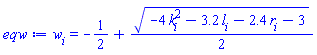 w[i] = -1/2+(1/2)*(-4*k[i]^2-3.2*l[i]-2.4*r[i]-3)^(1/2)