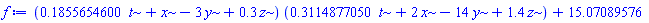 (.1855654600*t+x-3*y+.3*z)*(.3114877050*t+2*x-14*y+1.4*z)+15.07089576
