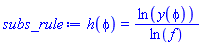 h(phi) = ln(y(phi))/ln(f)