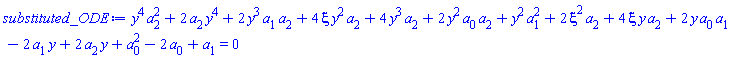 y^4*a[2]^2+2*y^4*a[2]+2*y^3*a[1]*a[2]+4*xi*y^2*a[2]+4*y^3*a[2]+2*y^2*a[0]*a[2]+y^2*a[1]^2+2*xi^2*a[2]+4*xi*y*a[2]+2*y*a[0]*a[1]-2*y*a[1]+2*y*a[2]+a[0]^2-2*a[0]+a[1] = 0