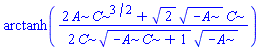 arctanh((1/2)*(2*A*C^(3/2)+2^(1/2)*(-A)^(1/2)*C)/(C*(-A*C+1)^(1/2)*(-A)^(1/2)))