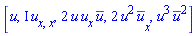 [u(x, t), I*(diff(diff(u(x, t), x), x)), 2*u(x, t)*(diff(u(x, t), x))*conjugate(u(x, t)), 2*u(x, t)^2*(diff(conjugate(u(x, t)), x)), u(x, t)^3*conjugate(u(x, t))^2]