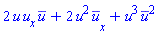 2*u(x, t)*(diff(u(x, t), x))*conjugate(u(x, t))+2*u(x, t)^2*(diff(conjugate(u(x, t)), x))+u(x, t)^3*conjugate(u(x, t))^2