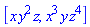 [x*y^2*z, x^3*y*z^4]