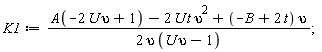 K1 := (A(-2*U*upsilon+1)-2*U*t*upsilon^2+(-B+2*t)*upsilon)/(2*upsilon*(U*upsilon-1))