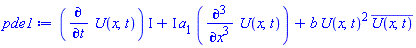 (diff(U(x, t), t))*I+I*a[1]*(diff(diff(diff(U(x, t), x), x), x))+b*U(x, t)^2*conjugate(U(x, t))
