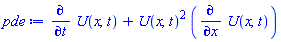 diff(U(x, t), t)+U(x, t)^2*(diff(U(x, t), x))