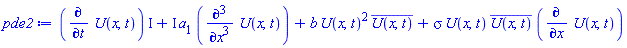 (diff(U(x, t), t))*I+I*a[1]*(diff(diff(diff(U(x, t), x), x), x))+b*U(x, t)^2*conjugate(U(x, t))+sigma*U(x, t)*conjugate(U(x, t))*(diff(U(x, t), x))
