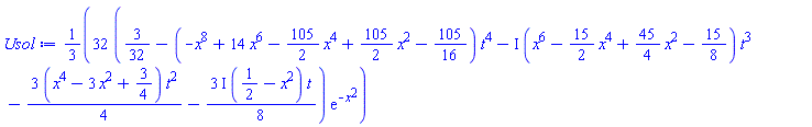 (32/3)*(3/32-(-x^8+14*x^6-(105/2)*x^4+(105/2)*x^2-105/16)*t^4-I*(x^6-(15/2)*x^4+(45/4)*x^2-15/8)*t^3-(3/4)*(x^4-3*x^2+3/4)*t^2-((3/8)*I)*(1/2-x^2)*t)*exp(-x^2)