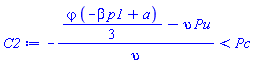 -((1/3)*varphi*(-beta*p1+a)-upsilon*Pu)/upsilon < Pc