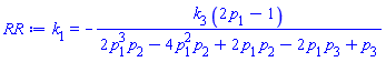 k[1] = -k[3]*(2*p[1]-1)/(2*p[1]^3*p[2]-4*p[1]^2*p[2]+2*p[1]*p[2]-2*p[1]*p[3]+p[3])