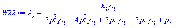 k[2] = k[3]*p[2]/(2*p[1]^3*p[2]-4*p[1]^2*p[2]+2*p[1]*p[2]-2*p[1]*p[3]+p[3])