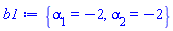 {alpha[1] = -2, alpha[2] = -2}