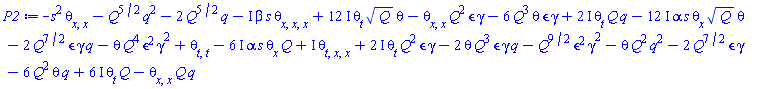 -s^2*(diff(diff(theta(x, t), x), x))-Q^(5/2)*q^2-2*Q^(5/2)*q+(2*I)*(diff(theta(x, t), t))*Q^2*epsilon*gamma-(6*I)*alpha*s*(diff(theta(x, t), x))*Q-(diff(diff(theta(x, t), x), x))*Q^2*epsilon*gamma-6*Q^3*theta(x, t)*epsilon*gamma+(6*I)*(diff(theta(x, t), t))*Q+(12*I)*(diff(theta(x, t), t))*Q^(1/2)*theta(x, t)-2*Q^(7/2)*epsilon*gamma*q-theta(x, t)*Q^4*epsilon^2*gamma^2+diff(diff(theta(x, t), t), t)-I*beta*s*(diff(diff(diff(theta(x, t), x), x), x))+(2*I)*(diff(theta(x, t), t))*Q*q-(12*I)*alpha*s*(diff(theta(x, t), x))*Q^(1/2)*theta(x, t)-2*theta(x, t)*Q^3*epsilon*gamma*q-Q^(9/2)*epsilon^2*gamma^2-theta(x, t)*Q^2*q^2-2*Q^(7/2)*epsilon*gamma-6*Q^2*theta(x, t)*q+I*(diff(diff(diff(theta(x, t), t), x), x))-(diff(diff(theta(x, t), x), x))*Q*q