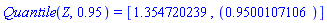 Quantile(Z, .95) = [1.354720239, ``(.9500107106)]