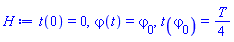 t(0) = 0, varphi(t) = varphi[0], t(varphi[0]) = (1/4)*T