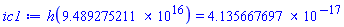 h(0.9489275211e17) = 0.4135667697e-16