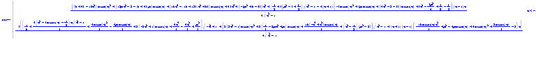 ans := piecewise(tau < -1, (((6+4*I-12*tau^2)*arcsin(tau)^2+(12*Pi*tau^2-2-(6+4*I)*Pi)*arcsin(tau)+(16*tau^4-(16+12*I)*tau^2+6*I)*arccos(tau)+(4*I)*tau^4+(-3*Pi^2+6-4*I)*tau^2+(3/2+I)*Pi^2-3+I*(1/2))*sqrt(tau^2-1)-(4*(tau+1))*(-3*arcsin(tau)^2+3*Pi*arcsin(tau)+(4*tau^2-2-3*I)*arccos(tau)+I*tau^2-3*Pi^2*(1/4)+3/2-I*(1/2))*(tau-1)*tau)/(4*sqrt(tau^2-1)), -1 < tau, -(3*((1/6+(1/3)*(4*(tau^2-3*arccos(tau)-1/2))*tau*sqrt(tau^2-1)+4*arcsin(tau)^2*(1/3)-4*Pi*arcsin(tau)*(1/3)+(2*(-2*tau^2+1))*arccos(tau)+4*tau^4*(1/3)-4*tau^2*(1/3)+(1/3)*Pi^2)*sqrt(-tau^2+1)+((2*(2*tau^2-1))*arcsin(tau)^2+(2*(1/3-2*Pi*tau^2+Pi))*arcsin(tau)+(1/3)*(16*(-tau^4+tau^2))*arccos(tau)+(tau^2-1/2)*(Pi^2-2))*sqrt(tau^2-1)+(tau+1)*(tau-1)*(-16*arccos(tau)*tau^2*(1/3)+Pi^2-4*Pi*arcsin(tau)+4*arcsin(tau)^2+8*arccos(tau)*(1/3)-2)*tau))/(4*sqrt(tau^2-1)))