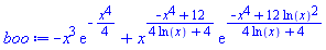 -x^3*exp(-(1/4)*x^4)+x^((-x^4+12)/(4*ln(x)+4))*exp((-x^4+12*ln(x)^2)/(4*ln(x)+4))