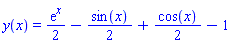 y(x) = (1/2)*exp(x)-(1/2)*sin(x)+(1/2)*cos(x)-1