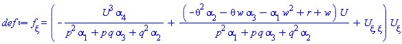 diff(f(xi), xi) = (-U(xi)^3*alpha[4]/(p^2*alpha[1]+p*q*alpha[3]+q^2*alpha[2])+(-theta^2*alpha[2]-theta*w*alpha[3]-w^2*alpha[1]+r+w)*U(xi)/(p^2*alpha[1]+p*q*alpha[3]+q^2*alpha[2])+diff(diff(U(xi), xi), xi))*(diff(U(xi), xi))
