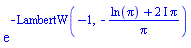 exp(-LambertW(-1, -(ln(Pi)+(2*I)*Pi)/Pi))