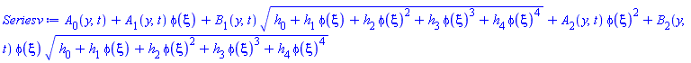 A[0](y, t)+A[1](y, t)*phi(xi)+B[1](y, t)*(h[0]+h[1]*phi(xi)+h[2]*phi(xi)^2+h[3]*phi(xi)^3+h[4]*phi(xi)^4)^(1/2)+A[2](y, t)*phi(xi)^2+B[2](y, t)*phi(xi)*(h[0]+h[1]*phi(xi)+h[2]*phi(xi)^2+h[3]*phi(xi)^3+h[4]*phi(xi)^4)^(1/2)