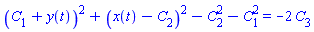 (C[1]+y(t))^2+(x(t)-C[2])^2-C[2]^2-C[1]^2 = -2*C[3]