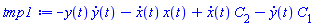 -y(t)*(diff(y(t), t))-(diff(x(t), t))*x(t)+(diff(x(t), t))*C[2]-(diff(y(t), t))*C[1]
