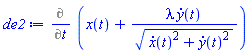 Diff(x(t)+lambda*(diff(y(t), t))/((diff(x(t), t))^2+(diff(y(t), t))^2)^(1/2), t)