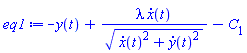 -y(t)+lambda*(diff(x(t), t))/((diff(x(t), t))^2+(diff(y(t), t))^2)^(1/2)-C[1]