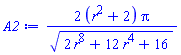 2*(r^2+2)*Pi/(2*r^8+12*r^4+16)^(1/2)