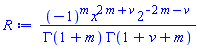 (-1)^m*x^(2*m+v)*2^(-2*m-v)/(GAMMA(1+m)*GAMMA(1+v+m))