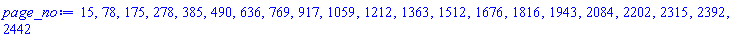 15, 78, 175, 278, 385, 490, 636, 769, 917, 1059, 1212, 1363, 1512, 1676, 1816, 1943, 2084, 2202, 2315, 2392, 2442